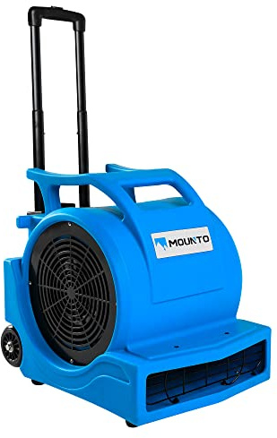MOUNTO 3-Speed 1Hp 4000 Plus CFM Monster Air Mover Floor Carpet Dryers with Handle Wheelkit (Blue)
