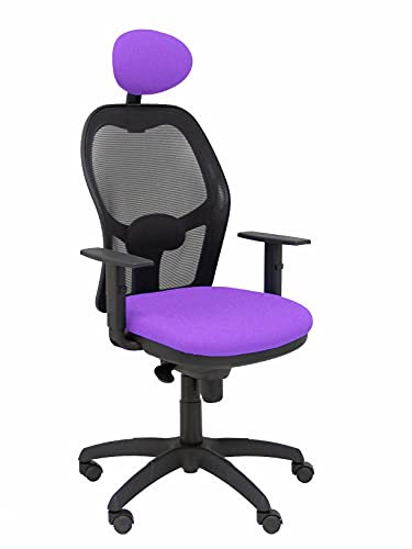 Piqueras Y Crespo (PIQU7) Silla Jorquera Malla Negra Asiento Bali Lila con cabecero Fijo Oficina, Talla unica
