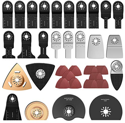 100Pcs outil multifonction lames de scie universelle, Accessoires outils oscillant multifonction, Lame de scie oscillantes pour Bosch Dewalt Makita Couper coins de Bois Carrelage Clou (100Pcs)