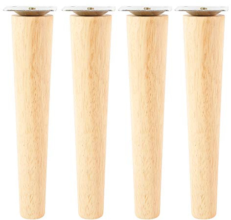 20cm Tapered Wooden Sofa Legs, 4pcs Sofa Replacement Height Furniture Legs Feet, Solid Wood Table Legs Dresser Legs with Screws Mounting Plate (20cm_Straight feet)