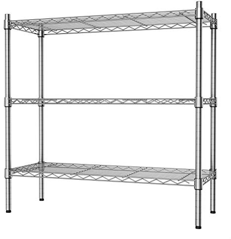 Auslar 3-Shelf Storage Wire Shelves Heavy Duty 3 Tiers Standing Shelving Units Adjustable Metal Organizer Wire Rack, Chrome