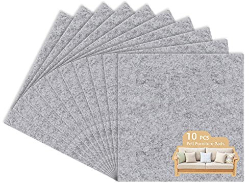 10 unidades deslizantes de fieltro para muebles grandes autoadhesivos, para cortar, alfombrilla de fieltro autoadhesiva, 3 mm, deslizadores de muebles pesados (20x20 cm, gris)