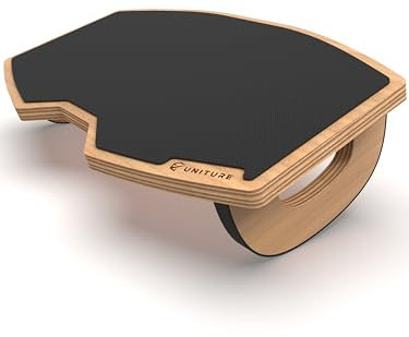 UNITURE® [NEU] Holz Fußstütze Schreibtisch Beinablage [Designed in Deutschland] Rutschfeste Fußablage Schreibtisch mit Wippfunktion - Bequemer Fußhocker fürs Büro - Footrest als Homeoffice Zubehör