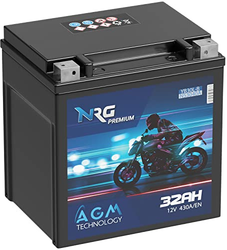 NRG YB30L-B AGM Motorrad-Batterie 12V 32Ah HVT-02 53040 YIX30L ersetzt 30Ah