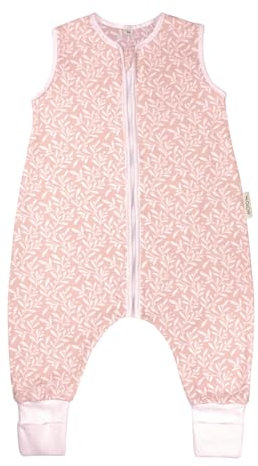 MOYO Baby Schlafsack mit Füßen I Rosé mit Blüten I Atmungsaktiver Babyschlafsack 1.0 TOG in 80cm I Schlafsack mit Beinen aus 100% Bio-Baumwolle I GOTS-Sommerschlafsack für Babys & Kleinkinder