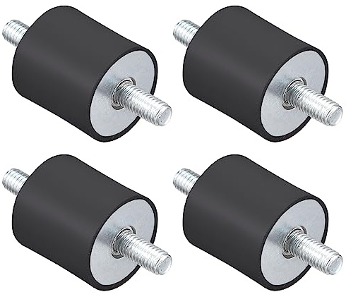 QUARKZMAN M5 x 13mm Gewinde Gummifüße x 4Stk Gummi Nieten Stoßdämpfer Anti-Vibrationsdämpfer Montage für Stromerzeuger Kompressor [Schwarz Silber Ton]
