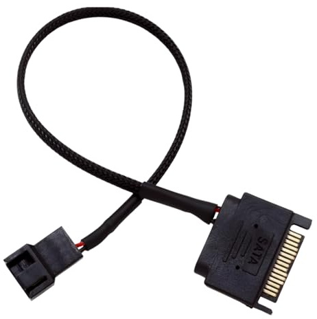 Bolwins I37S SATA auf 3-Pin/4-Pin Lüfter Adapterkabel, 27 cm, 12 V, Plug & Play – SATA Stromanschluss zu PC Lüfter Anschluss, Schwarz