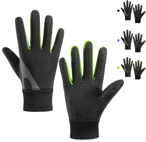 CubePlug Kids Winter Sports Cycling Gloves - Children Windproof Anti-slip Thermal Outdoor Touchscreen Gloves for Boys Girls Age 4-12 Years Bike Mitts Riding Running Warm Hiking Ski (Green, M)