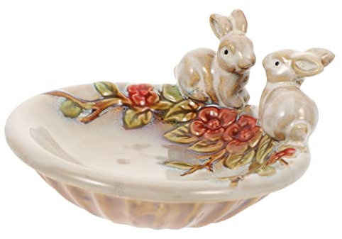 PRETYZOOM Plateau à Fruits Céramique Élégant Pour Rangement De Décorations Et Collations Design Unique Et Pratique Pour Bureau Ou Maison
