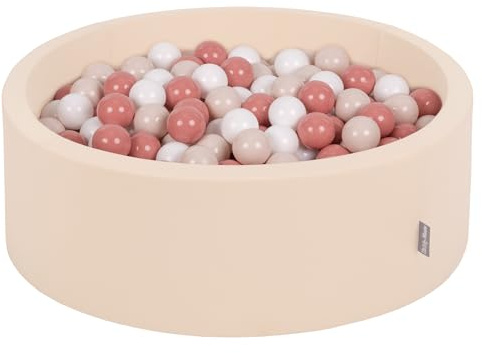 KiddyMoon Piscina De Bolas 90X30cm/200 Bolas ∅ 7Cm para Ninos, Beige: Beige Pastel/Salmón/Blanco