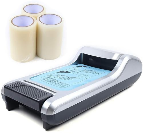 Dispenser Automatico per Copriscarpe con 3 Rulli di Membrana - Macchina Portatile per Copriscarpe in Pellicola per Interni, Ospedale, Negozio e Ufficio, Colore Oro