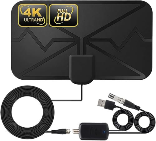 DVB-T/DVB-T2 Antenna, Antenna TV digitale HD amplificata Cavo coassiale HDTV da 16,5 piedi, 4K 1080p Amplificatore di segnale Antenna digitale per TV