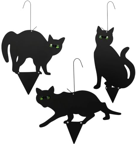 HHH HUNTING Flying Hawk Decoy Bird Deterrent | Lifelike And Realistic With Hanging Strings | Full Bodied Pest Control Garden Cat And Bird Repellent (One Color, 3 Cats)
