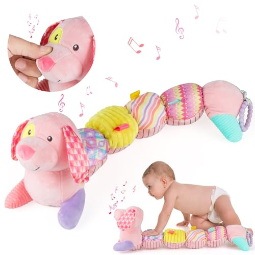 Musikalisches Raupe Spielzeug von für Babys, EnGiTores Raupe Plüschtier Spielzeug mit Knarren Rasseln Texturen für Babys 0-3-6-12 Monate Neugeborenes Junge Mädchen Kinder Weihnachten Geschenk