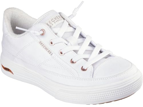 Skechers Women's Arch Fit Arcade-Meet Ya There Sneaker, White, 7.5 Wide