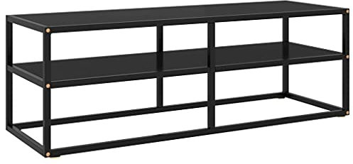LXYZWRW Entertainment Centers & TV StandsTV Schrank Schwarz mit schwarzem Glas 120x40x40cm