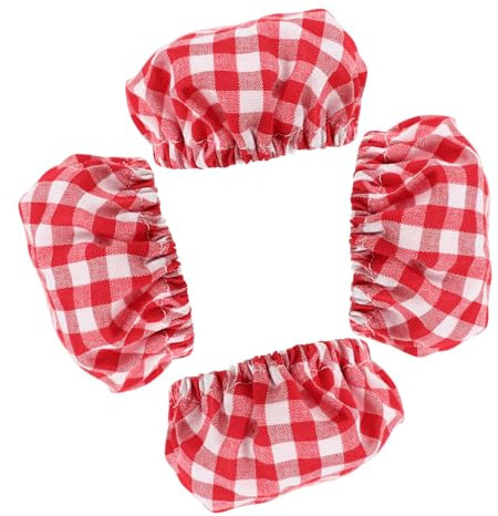 MAGICLULU 4pcs Glass Bottle Cap Spill Stopper Lid Cover for Sourdough Jars Wide Mouth Elastic Plaid Cloth Jar Covers Reusable Breathable for Brewing Tea Bread Rising