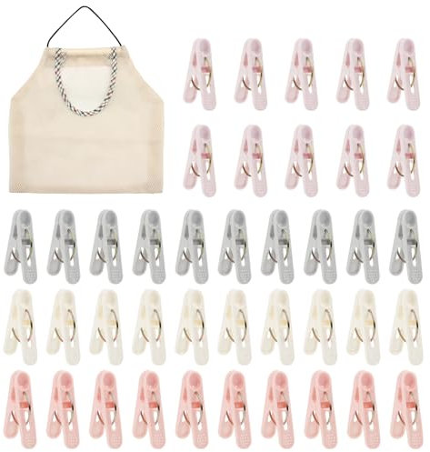 QOPAHI 40Pcs Clothes Pegs for Washing Line with Bag, Strong Grip Non Slip Laundry Pegs and Bag Set, Plastic Clothespins Washing Peg(4