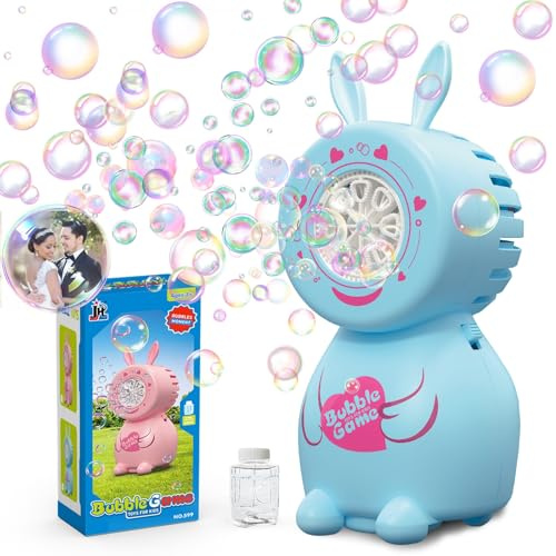 PANACARE Hare tvålbubbelmaskin, tvålbubbelleksak barn 5000 bubblor/min med tvålbubbellösning för bröllop/födelsedag/fest/påsk, utomhusgåva för pojkar och flickor 345678 (blå)