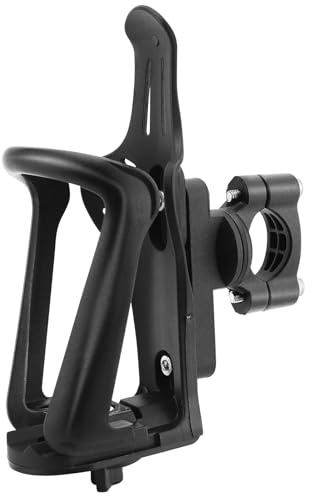 WODHMIEY Porte-bouteille de vélo, support de bouteille d'eau, bases en alliage d'aluminium et acier inoxydable, pour moto, VTT, route, équitation, noir (base en forme de O)