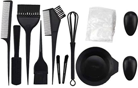 BELLIFFY Kit De Tinte Cabello 12 Piezas, Cepillo De Aplicación, Cuenco Mezclador, Gorro Para Orejas, Set Profesional Para Coloración Capilar Casa y Salón