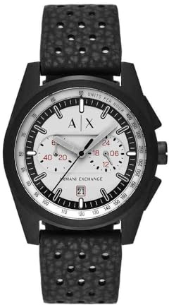 Armani Exchange Watch For Men, Quartz Chronograph Movement and 42mm Case Size with Silicone strap