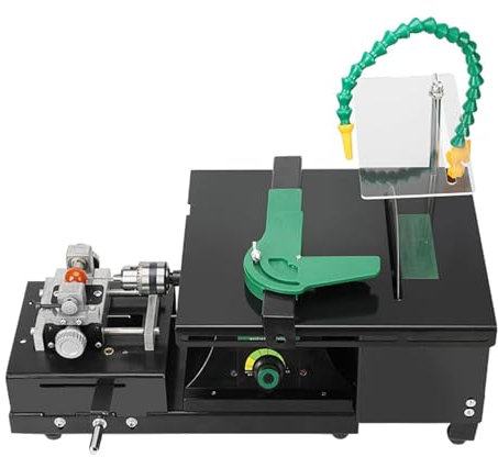 Rock Jewelry Buffer Polisher, Miniature Precision Table Saw, Adjustable Speed Switch Transparent Waterproof Plate Universal Bamboo Water Pipe with Tool Accessories Set for Home Jewelry Making Hobbies