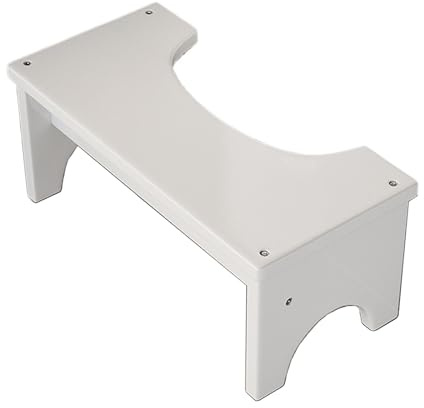 BAMFY Bambou Tabouret Toilette Adulte Accroupi, Tabouret à Caca pour La Salle De Bain avec Base Antidérapante Marche Pied Toilette pour Adultes, Enfants(Blanc)