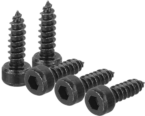 QUARKZMAN 60 Stück M4 Selbstschneidende Zylinderkopfschrauben, M4x14mm 304 Edelstahl, Sechskantkopf-Bohrschrauben, Innensechskant Zylinderkopfschrauben, Selbstschneidende Schraube - Schwarz