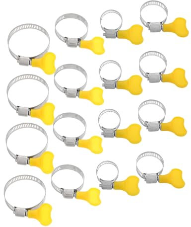 WOONEKY 16pcs Stainless Steel Hose Clamp Pipe Clamp Thumb Screw for Water Repair Garden Drain Cleaning Industrial Use