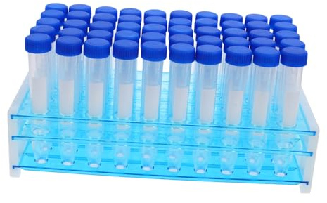 FUNOMOCYA 100stücke Experimentier-reagenzgläser Kunststoff-zentrifugenröhrchen Mit Röhrchengestellen Ultra-transparent Für Labortests Und Bastelarbeiten Mit Schraubverschluss Für