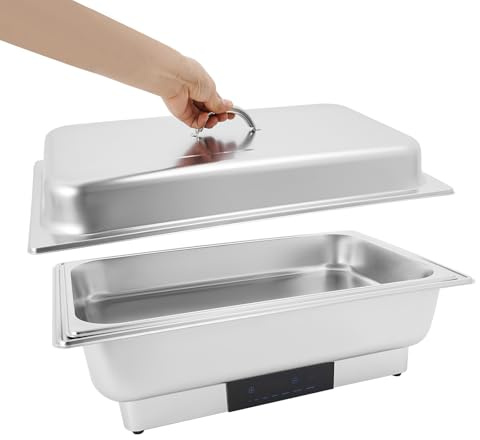 panfudongk Elektrisches Buffetwärmer Speisenwärmer Chafing Dish Buffet Server Edelstahl Speisenwärmer mit Temperaturregelung für Catering und Buffet 600W 9L für warme und kalte Speisen (1 Fächer)