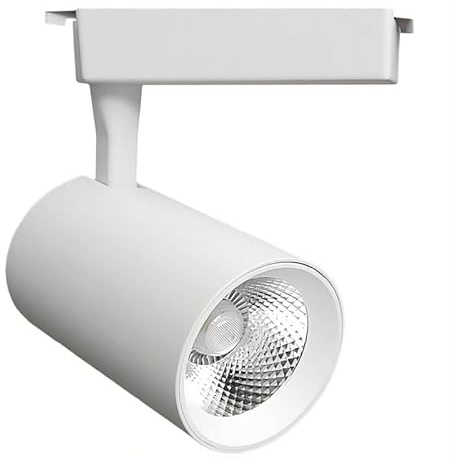 FactorLED Faretto LED 30 W per binario monofase 48°, orientabile, alta luminosità, 3900 lm, tecnologia CCT, luce calda-bianca selezionabile, faretti da soffitto illuminazione commerciale e negozi