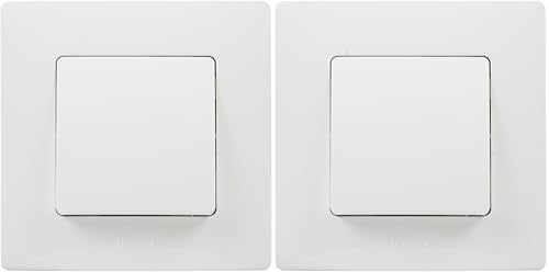 LEGRAND Pulsador de Pared 6A, Gama Niloé Monobloc, Mecanismo Completo con Marco, Blanco, 396428 (Paquete de 2)