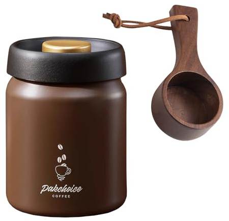 Warmkiten Vacuum Sealed Coffee Canister ，316 Stainless Steel Air Tight Container for Coffee Beans & Grounds, Preserves Freshness, light-proof storage (Coffee, 900ml)