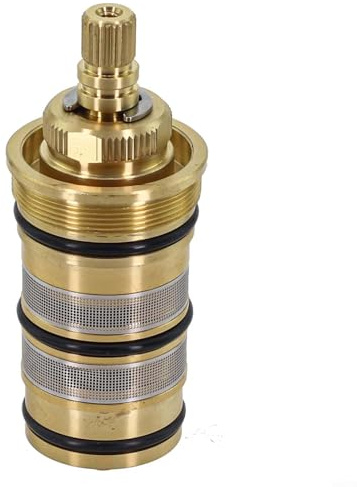 RichVibe Brass Thermostatic Cartridge Shower Mixer Valve Core Replacement Kit, Hot and Cold Water Control Repair Part with Safety Override