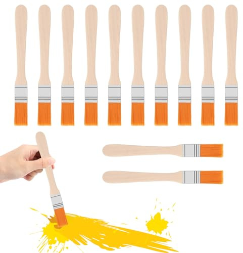 12Pcs Small Paint Brush, 0.5 Inch Width Soft Bristle, Wood Handle Trim Painting Tool for Touch up Walls, Doors, Cabinets, Fences, Furniture