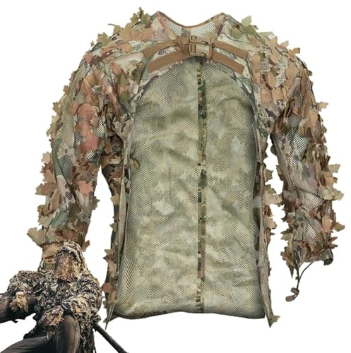 Genérico Traje Ghillie - Traje Ghillie de Caza de para Hombres, Traaje Ghilliie 3D Leaf, Adultos Militar 3D Ghilliie, Equipo de Caza Material de Camuflaje Chaqueta y Pantalones