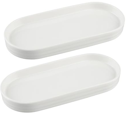 suaywo 2 Stück Badezimmer Tablett Keramik, Oval Badezimmertablett Bad Tablett aus Keramik Weiß Wird in Wohnzimmern, Schlafzimmern, Badewannen, Küchenspülen 20 * 9 * 2 cm