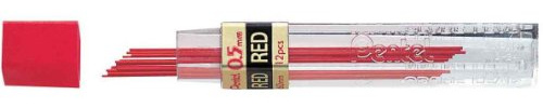 Pentel 0.5mm Coloured Pencil Leads - Red (Tube of 12)