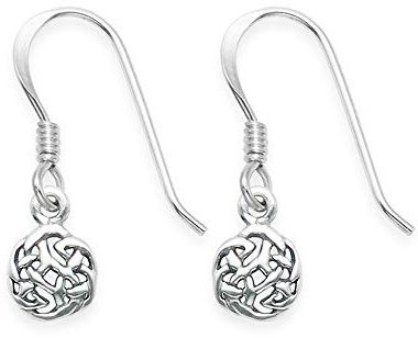 Heather Needham Sterling Silver small Celtic round drop earrings - SIZE: 6mm.(TINY) plus wire. MUCH SMALLER THAN SHOWN (Note by size of ear wire in photo). Gift boxed 6404.