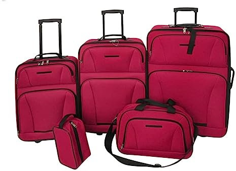 vidaXL 5x Kofferset Rot Reisekoffer Trolley Reisetasche Handgepäck Trolleyset