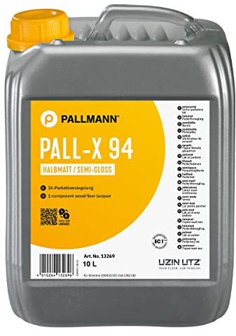 Pallmann PALL-X 94 halbmatt 1K-Parkettversiegelung I geschliffene Parkett- und Holzfußböden I Parkett auf Fußbodenheizung I Schnelle Trocknung I Wasserbasierende I 10 L