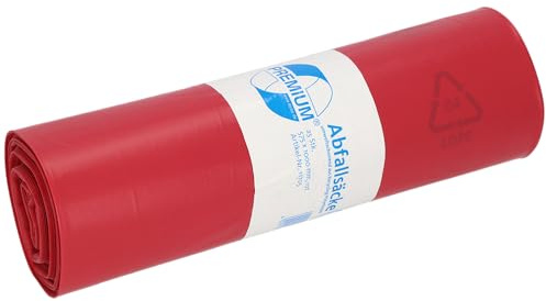 Müllsäcke DEISS PREMIUM rot Typ 60, 70 Liter | Rote Abfallsäcke, extrem reißfest & durchstoßfest - Für mittelschwere Abfälle im Büro, Haushalt, Gastronomie & Industrie