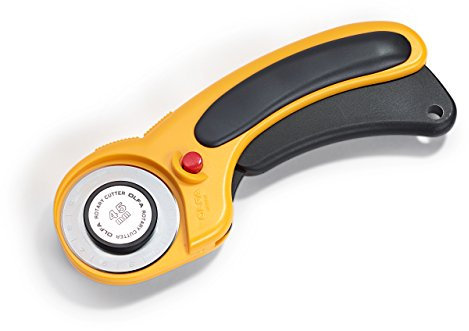 Prym 611393 Rollschneider Comfort 45 mm | Stoffschneider mit ergonomischem Soft-Griff | Für präzise Schnitte durch Stoff, Papier & Leder | Ideal für Rechts- & Linkshänder | Gelb