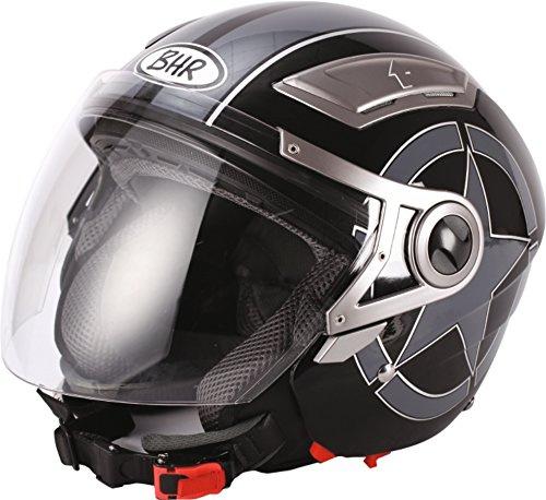 BHR 93287 Casco Doppia Visiera Modello Double 709, Star Nero, L