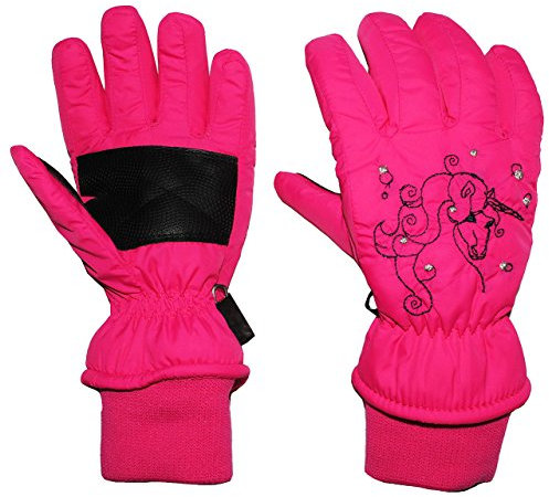 alles-meine.de GmbH Fingerhandschuhe mit Schaft/Strick Bündchen - Einhorn rosa/pink- Thermo gefüttert Thermohandschuh - Größe: 7 bis 8 Jahre - wasserdicht + atmungsaktiv Thin..