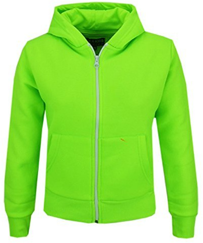 A2Z 4 Kids® Barn Flickor Pojkar Plain Fleece Med Huva Luvtröja - Hoodie Plain Neon Green 5-6 Years