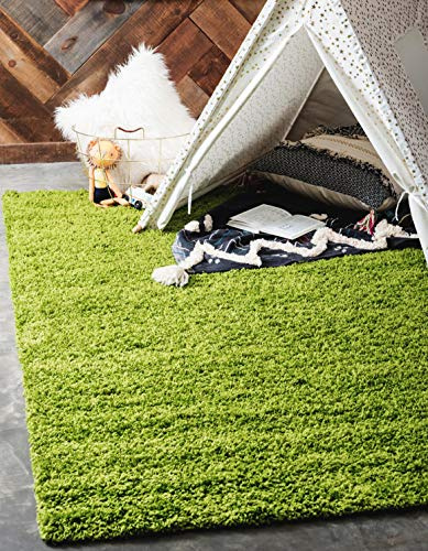 Unique Loom Solid Shag Collection Area Rug (5' 1 x 8' Rectangle, Grass Green)