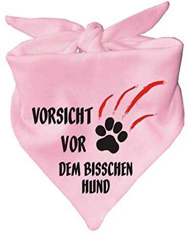 Hunde Dreiecks Halstuch (Fb: rosa) (Gr. 1 (55 cm)) Vorsicht vor dem bisschen Hund